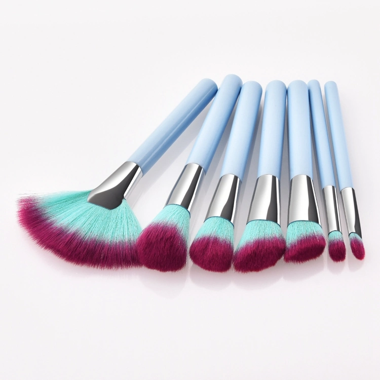 Best Brush 7PCS Makeup Brushes Light Blue Travel Set Synthetic Powder Foundation Eyeliner Cosmetics Brush