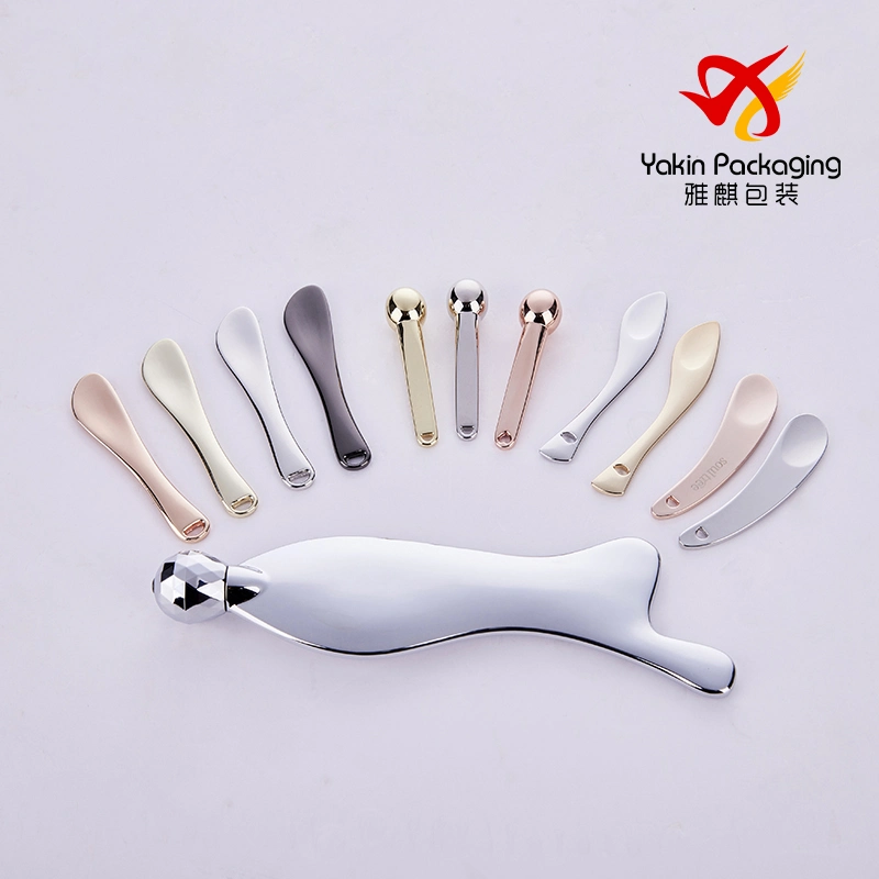 Custom Logo Cosmetic Spatula Gold Metal Eye Cream Applicator Facial Massage Board