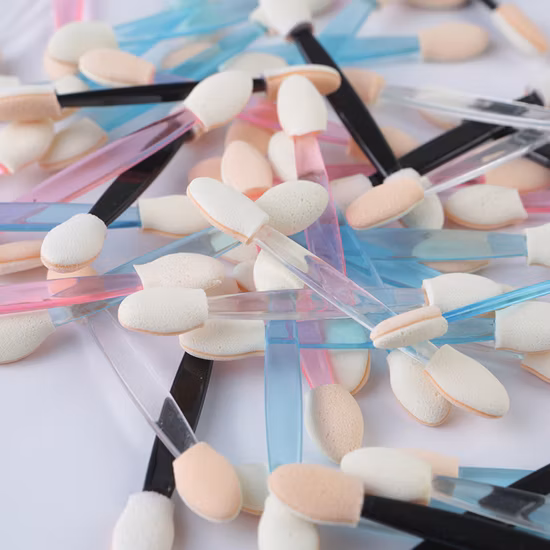 Applicateur de pinceau ombre à paupières double face, outil de pinceau de maquillage éponge ovale à double tête, applicateur double couleur pour les yeux